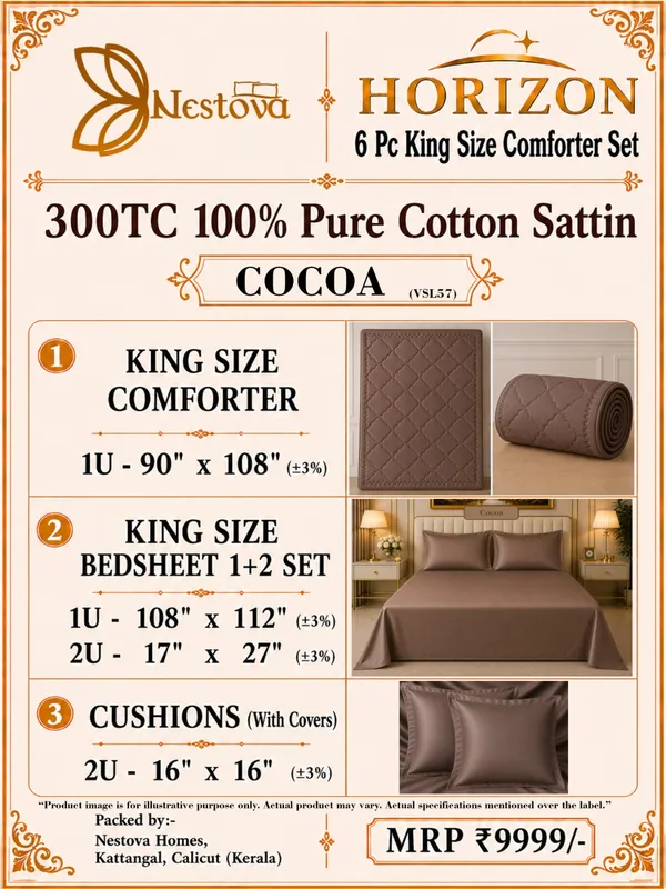 Brown_330Tc_100%_Pure_Cotton_Satin_-_Solid_Colour_King_Size_Bedsheet_1+4_Set1U_King_Size_Bedsheet2U_Pillow_Cover2U_Cushion_Cover_For_Bedding