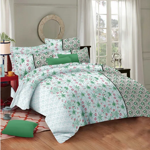 White_100%_Pure_Cotton_-_180Tc_Queen_Size_Bedsheet_1+2_Set_For_Bedding