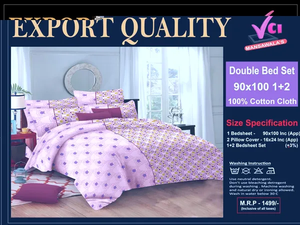 Pink_100%_Pure_Cotton_-_180Tc_Queen_Size_Bedsheet_1+2_Set_For_Bedding