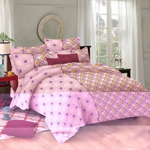 Pink_100%_Pure_Cotton_-_180Tc_Queen_Size_Bedsheet_1+2_Set_For_Bedding