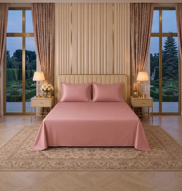 Light_Pink_330Tc_100%_Pure_Cotton_Satin_-_Solid_Colour_King_Size_Bedsheet_1+2_Set_For_Bedding