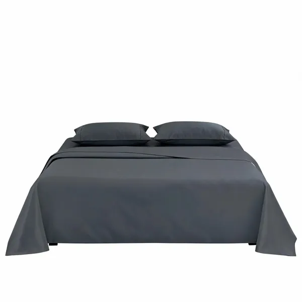 Grey_330Tc_100%_Pure_Cotton_Satin_-_Solid_Colour_King_Size_Bedsheet_1+2_Set_For_Bedding