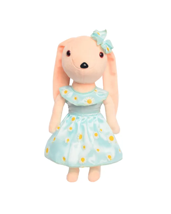 Soft_Plush_Doll_for_Kids_-_Soft_Body_-_Soft_Toy_-_Mint_Floral_Dress_With_Bow