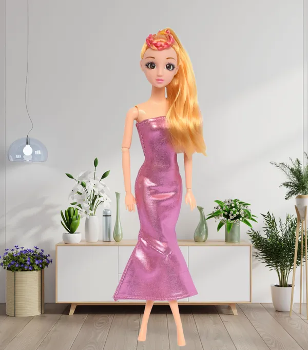 28_CM_Fashion_Doll_–_Long_Hair_&_Shimmery_Purple_Dress_for_Kids