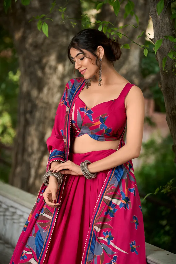 Designer_Rani_Pink_Floral_Print_Lehenga_Choli_Set_with_Matching_Printed_Dupatta_&_Tassel_Detailing