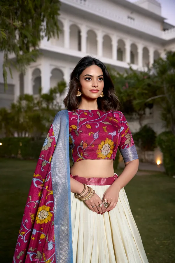 Designer_Wine_Pink_Floral_Printed_Lehenga_Choli_Set_with_White_Flared_Skirt_&_Printed_Dupatta