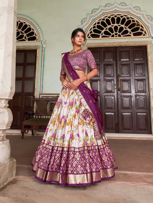 Wine_And_Pink_Patola_Print_With_Foil_Work_Dola_Silk_Lehenga_Choli_For_Women_Pack_Of_2