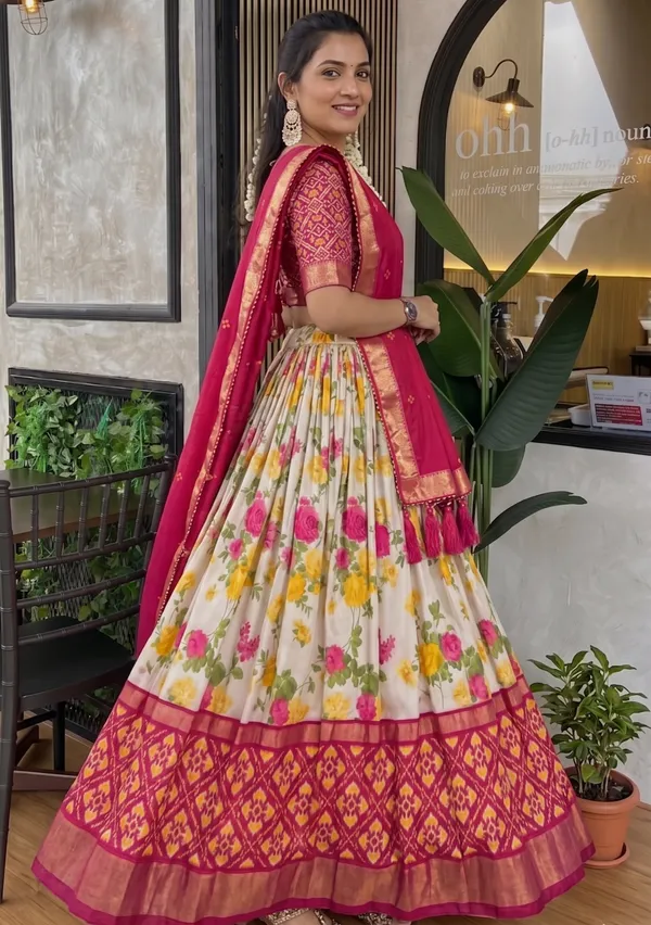 Wine_And_Pink_Patola_Print_With_Foil_Work_Dola_Silk_Lehenga_Choli_For_Women_Pack_Of_2