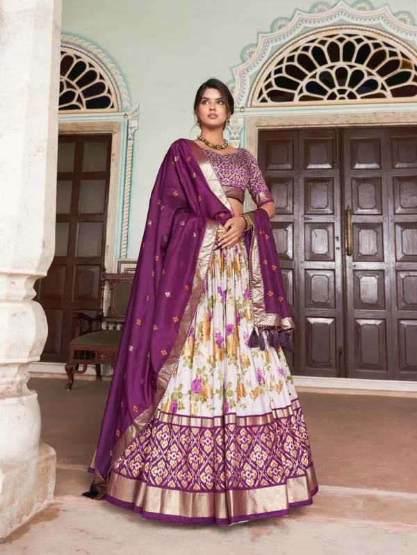 Wine_Patola_Print_With_Foil_Work_Dola_Silk_Lehenga_Choli_For_Women