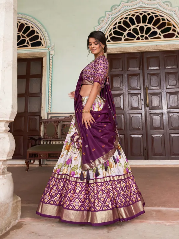 Wine_Patola_Print_With_Foil_Work_Dola_Silk_Lehenga_Choli_For_Women