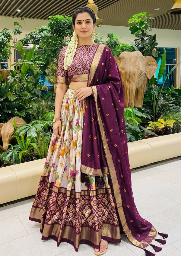 Wine_Patola_Print_With_Foil_Work_Dola_Silk_Lehenga_Choli_For_Women
