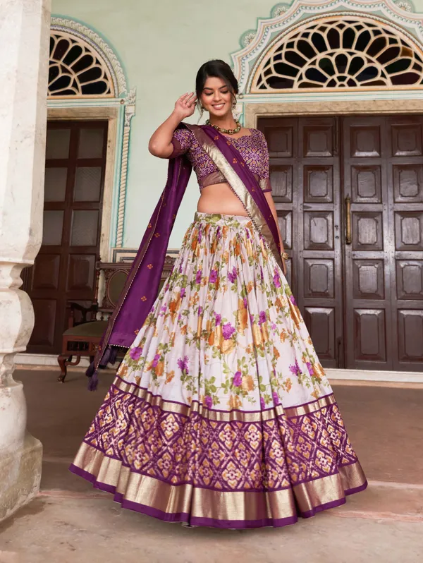 Wine_Patola_Print_With_Foil_Work_Dola_Silk_Lehenga_Choli_For_Women