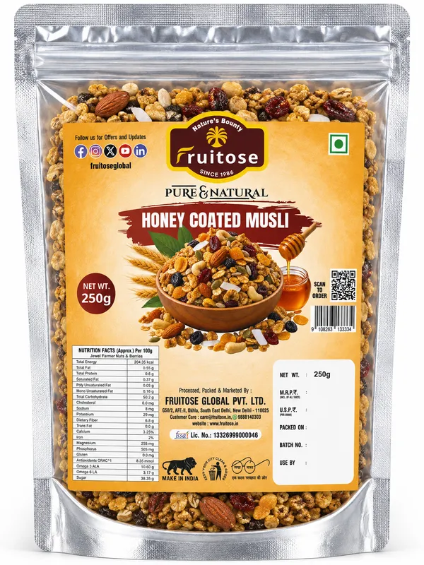 Start_your_day_with_the_delicious_crunch_of_Fruitose_Honey_Coated_Muesli,_a_wholesome_blend_of_crunchy_cereal,_nuts,_seeds_and_dried_fruits,_lightly_coated_with_honey_for_a_naturally_sweet_and_satisfying_taste._Packed_with_a_variety_of_textures_and_flavours,_it_makes_a_convenient_breakfast_or_anytime_snack._Enjoy_it_with_milk,_yogurt,_smoothies,_or_simply_straight_from_the_pack.