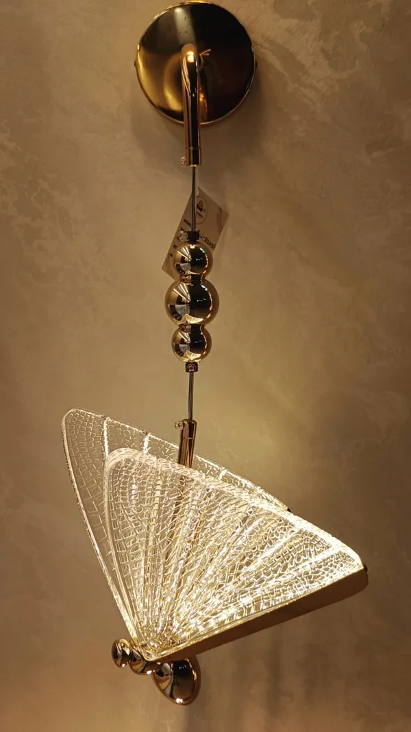 Metal_Glass_Decorative_Fan_Shaped_Gold_LED_Wall_Light