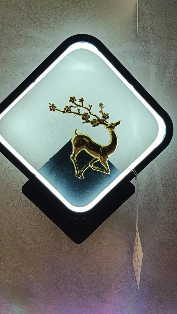 Black_&_Gold_Half_Deer_Diamond_Frame_LED_Wall_Lights_