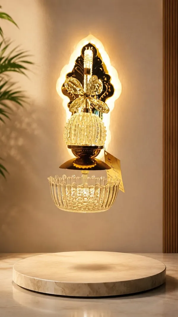 Brass_Crystal_Glass_Vintage_Gold_Leaf_Design_LED_Wall_Light