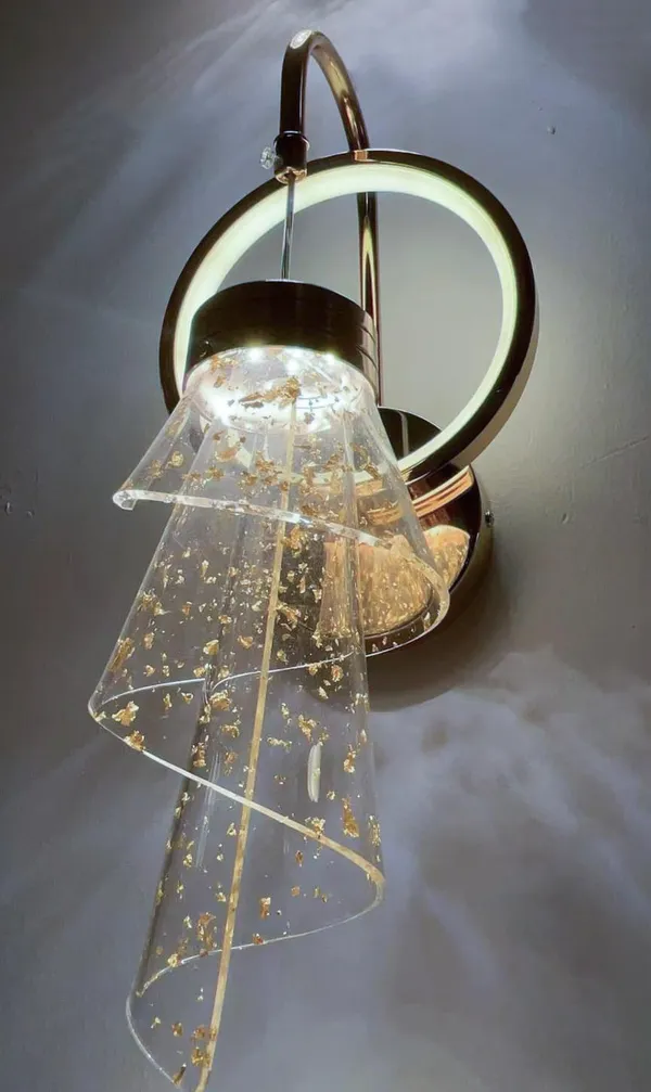 Metal_Glass_Gold_Ring_&_Acrylic_Cone_Shade_LED_Wall_Light