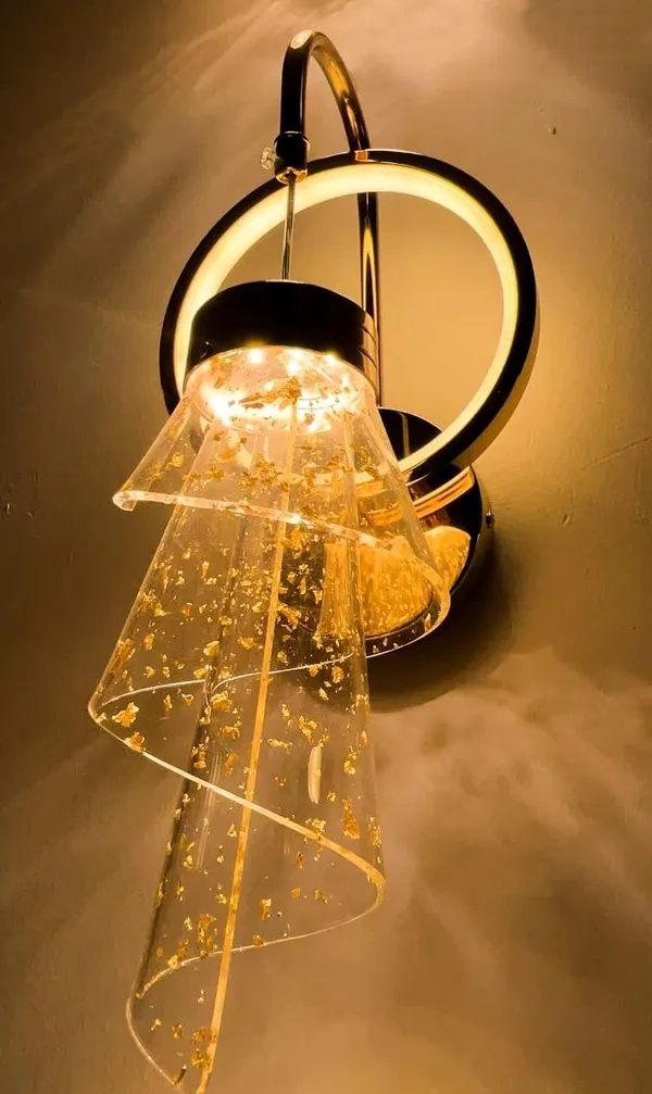 Metal_Glass_Gold_Ring_&_Acrylic_Cone_Shade_LED_Wall_Light