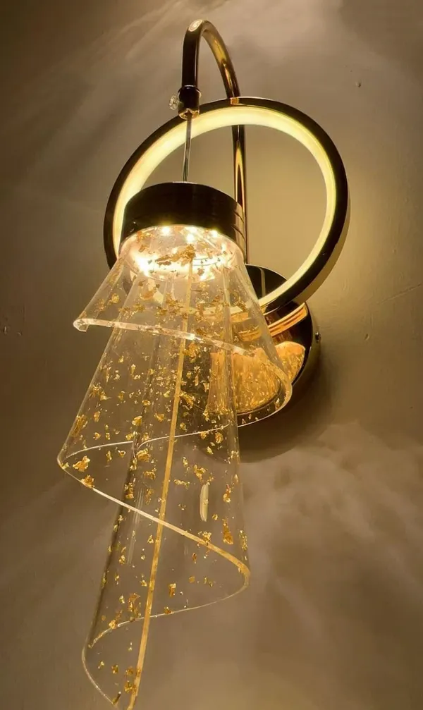 Metal_Glass_Gold_Ring_&_Acrylic_Cone_Shade_LED_Wall_Light