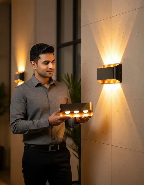 Modern_Indoor_and_Outdoor_3_LED_Both_Side_Aluminum_Black_and_Orange_Body_LED_Wall_Light