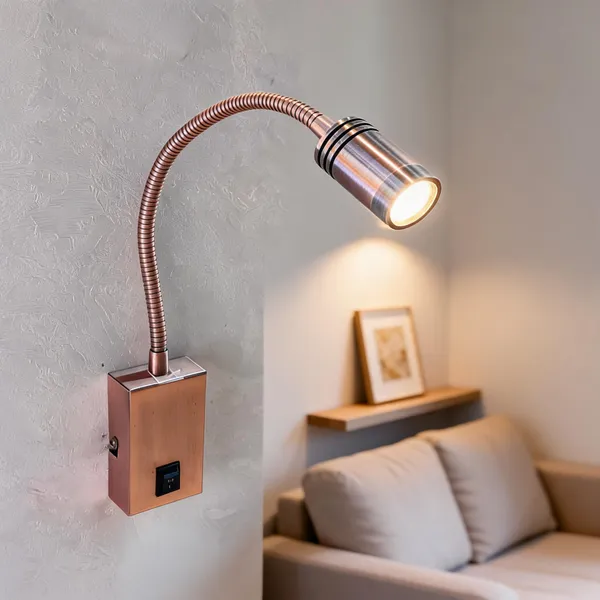 Metal_Modern_Rose_Gold_Flexible_Gooseneck_LED_Wall_Light