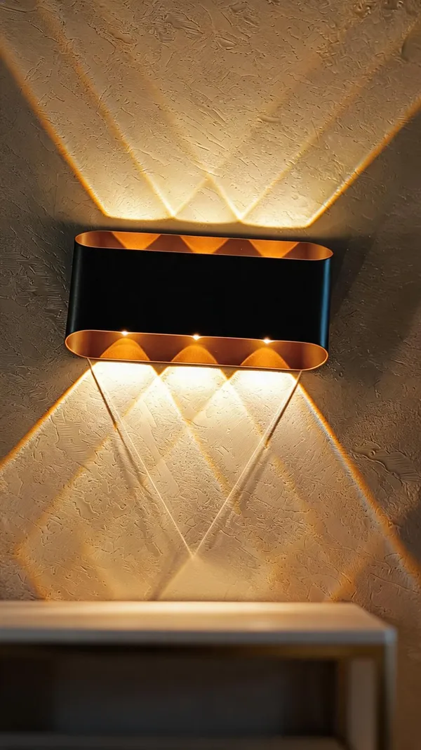 Aluminum_Modern_Black_Gold_Dual_Beam_LED_Wall_Light