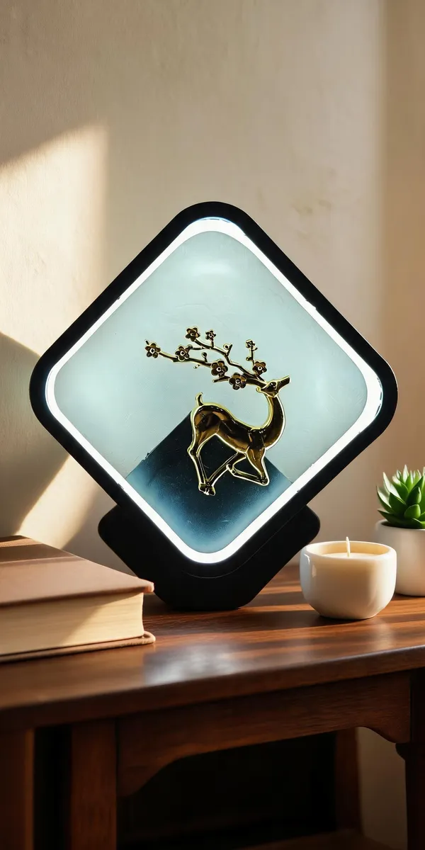 Black_&_Gold_Half_Deer_Diamond_Frame_LED_Wall_Lights_