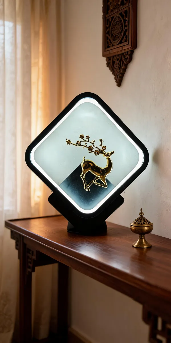 Black_&_Gold_Half_Deer_Diamond_Frame_LED_Wall_Lights_