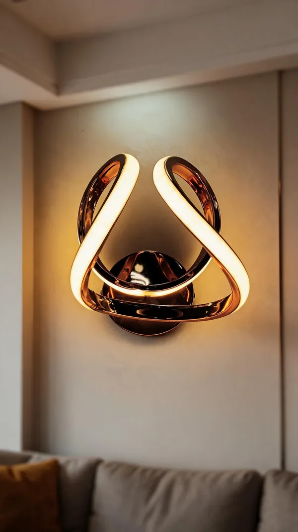 Aluminum_Modern_Curved_Ribbon_Rose_Gold_LED_Wall_Light