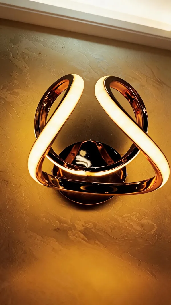 Aluminum_Modern_Curved_Ribbon_Rose_Gold_LED_Wall_Light