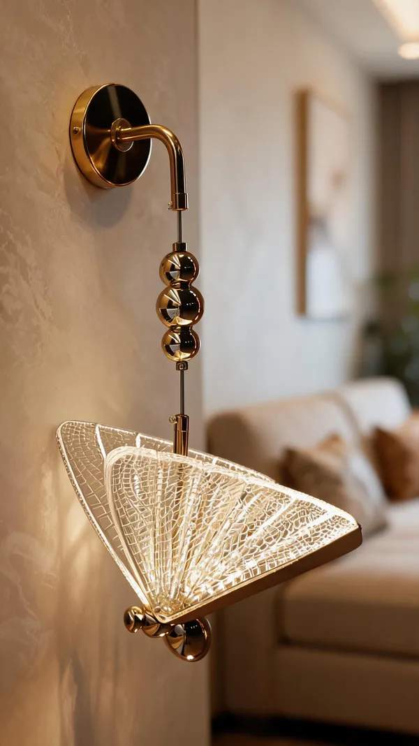 Metal_Glass_Decorative_Fan_Shaped_Gold_LED_Wall_Light
