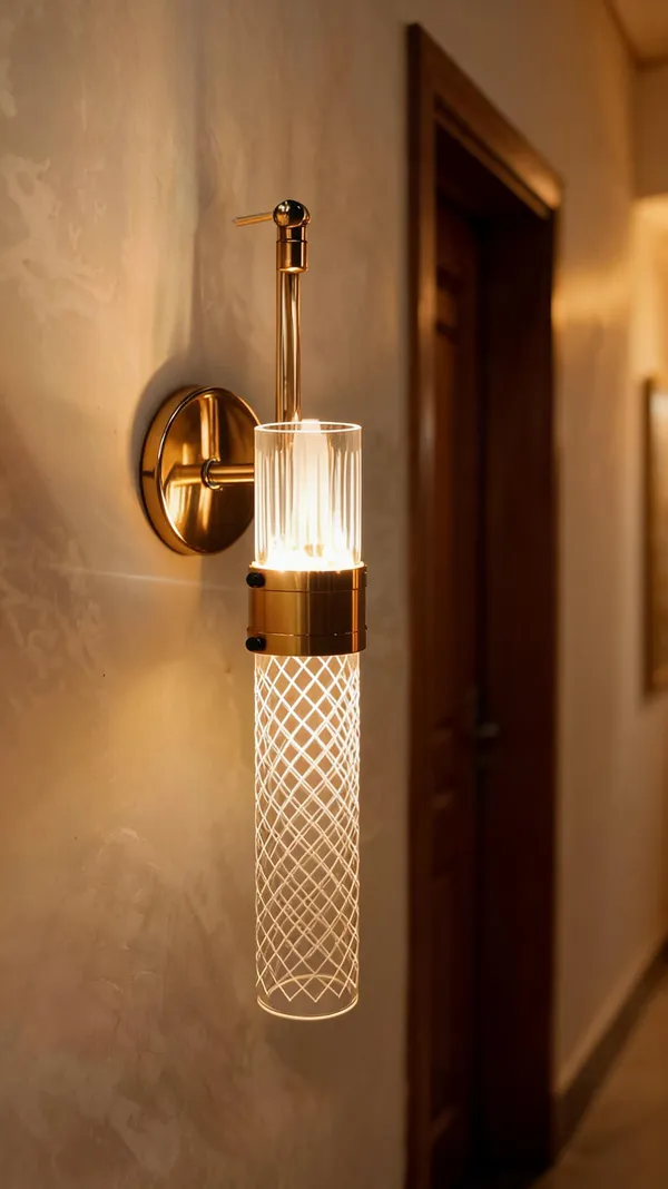 Metal_Glass_Modern_Ribbed_Gold_Wall_Sconce_Light
