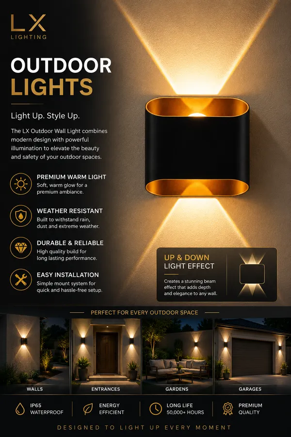 Modern_Indoor_and_Outdoor_1_LED_Both_Side_Aluminum_Black_and_Orange_Body_LED_Wall_Light