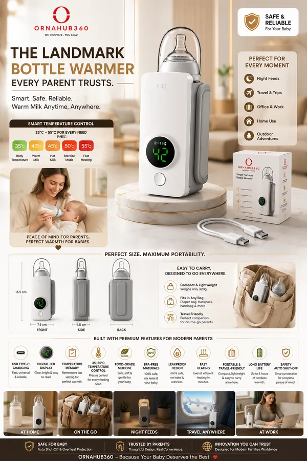 ORNAHUB360_|__Portable_Smart_Baby_Bottle_Warmer_|_USB_Rechargeable_Cordless