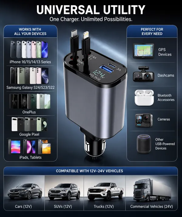 ORNAHUB360_|_COMBO_120W_Fast_Turbo_Car_Charger_|__4_in_1_|_600_GSM_Microfiber_Cleaning_Cloth_Pack_of_3**