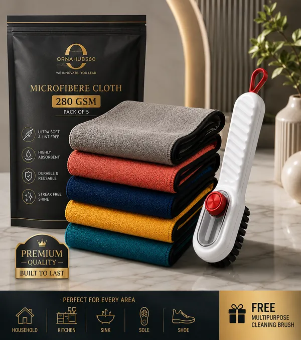 ORNAHUB360_|__FREE__-_PREMIUM_MICROFBRE_CLOTH_280_GSM__5__With__MULTIPURPOSE_CLEANING_BRUSH