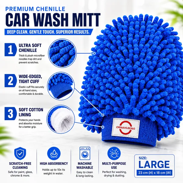 ORNAHUB360_|_Pack_of_1_|_2500_GSM_|_Premium_Plush_Microfiber_Car_Household_Wash_Mitt_|_Multicolor