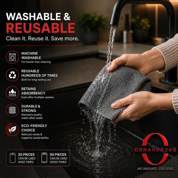 ORNAHUB360_|20_Rolls_|_250_GSM_|__Microfiber_Cleaning_Cloth__Roll_|Washable_Up_to_4000_Uses