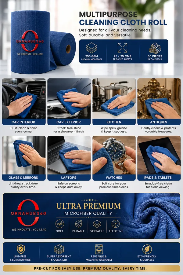 ORNAHUB360_|20_Rolls_|_250_GSM_|__Microfiber_Cleaning_Cloth__Roll_|Washable_Up_to_4000_Uses