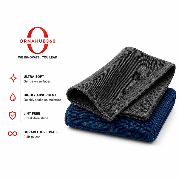 ORNAHUB360_|_Pack_of_2_|_350_GSM|__Microfiber_Cleaning_Cloth__(Multicolor),_40x40_cm,_350_GSM