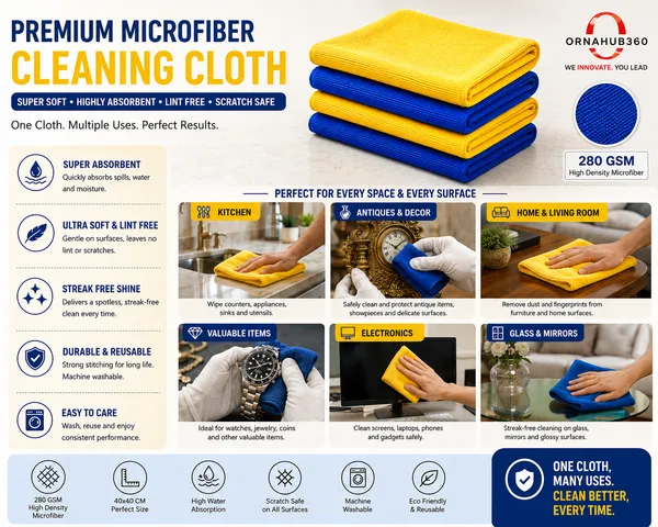 ORNAHUB360_|_Pack_of_4_|__280_GSM_|_Microfiber_Cloth_–__|_40x40_cm__|_Multicolor
