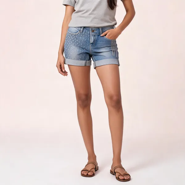 Blue_Denim_Cuffed_Shorts_For_Women