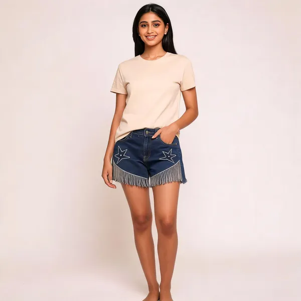 Blue_Denim_Embellished_Shorts_For_Women