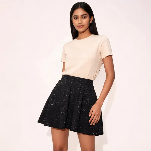 Black_Polyester_Glitter_A-Line_Skirt_For_Women