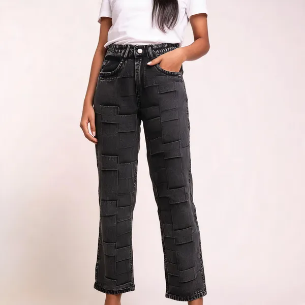 Black_Denim_Cargo_Fit_Trousers_For_Women