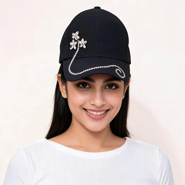 Black_Polyester_Ribbed_Knit_Rhinestone_Baseball_Cap_For_Women