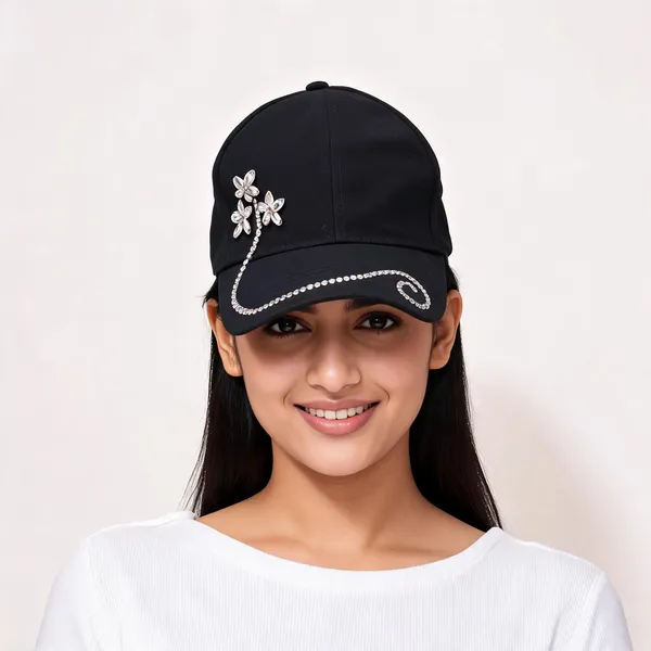 Black_Polyester_Ribbed_Knit_Rhinestone_Baseball_Cap_For_Women