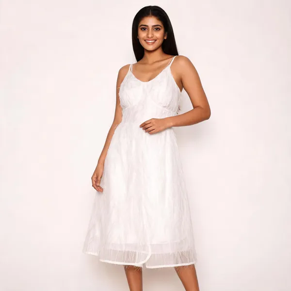 White_Furr_Sleeveless_Fit_And_Flare_Dress_For_Women