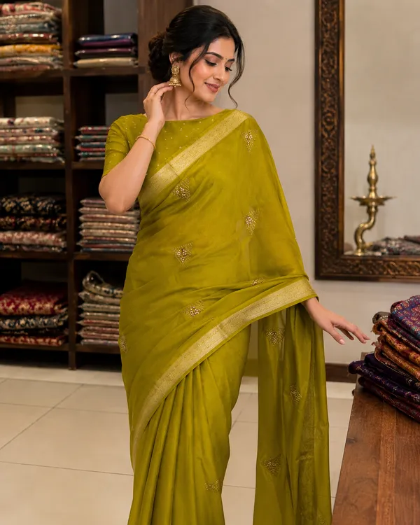 SOMA_Mustard_Yellow_Shimmer_Silk_Embellished_With_Pure_Blouse