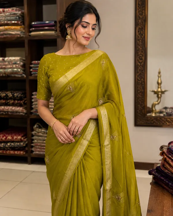 SOMA_Mustard_Yellow_Shimmer_Silk_Embellished_With_Pure_Blouse